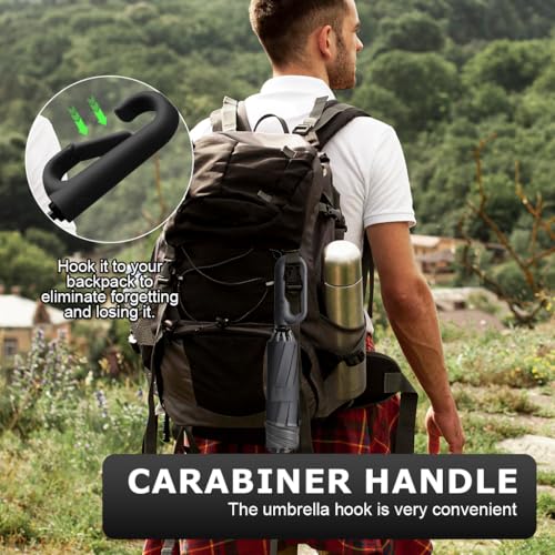 PALAY® 50 Inch Large Umbrella with Reflective Strip Auto 3-Fold Compact Travel Carabiner Handle Reinforced 10 Dual Ribs Sun Protection 99 Percent UV Rain Windproof for Men Women Black 2PCS PALAY® 50 Inch Large Umbrella with Reflective Strip Auto 3-Fold Compact Travel Carabiner Handle Reinforced 10 Dual Ribs Sun Protection 99 Percent UV Rain Windproof for Men Women Black 2PCS